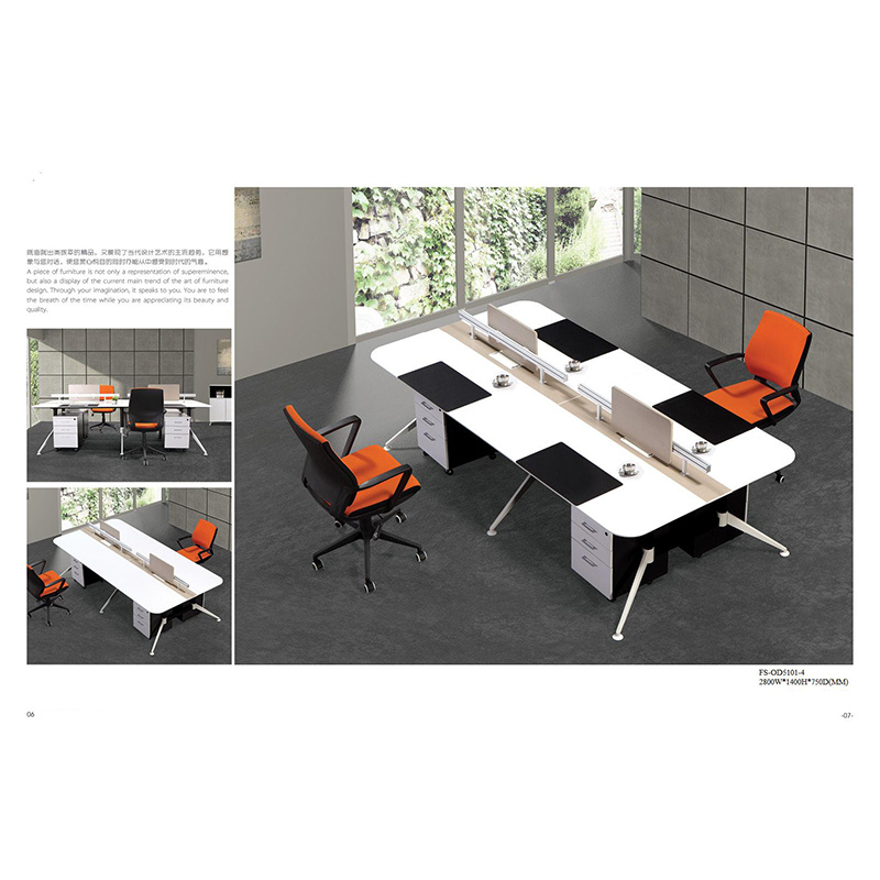 High Quality Durable Wooden Office Workstation 4 Seats Desk (FS-OD5101-4)