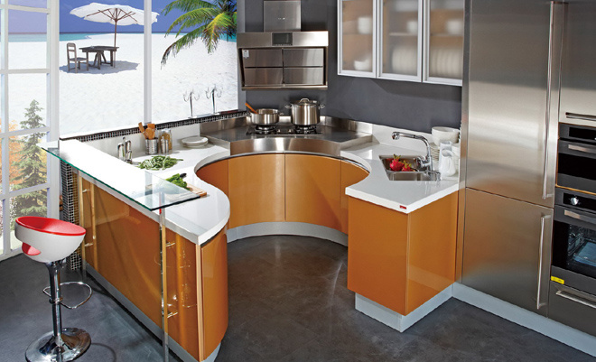 2017 High Quality Modern Lacquer Kitchen Cabinet (zz-055)