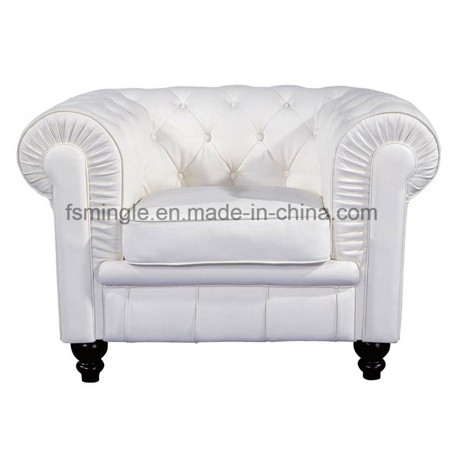 Chesterfield Solid Wood Frame Office Leather Sofa with Button