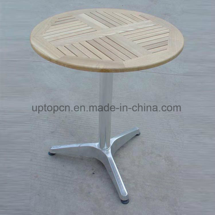 Round Aluminum Table with Ash Wood Desktop for Outdoor (SP-AT339)
