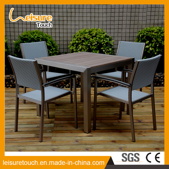 Outdoor Garden Patio Furniture Wood Beer Stool B&R Aluminum Rattan Dining Bistro Chair Table Set