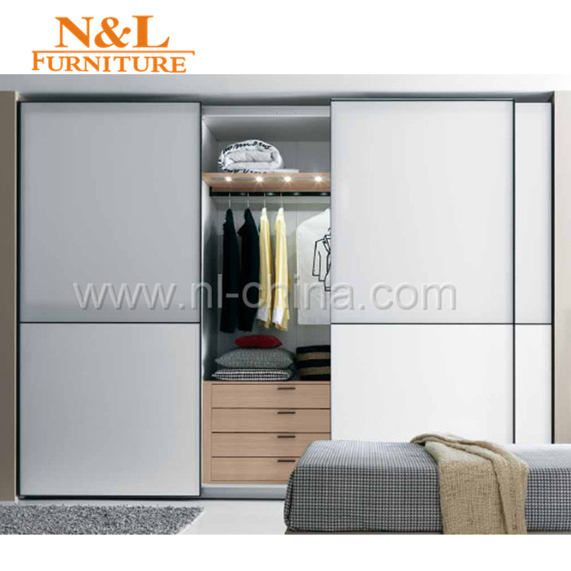 Bedroom Furniture Wooden Folding Fabric Sliding Wardrobe