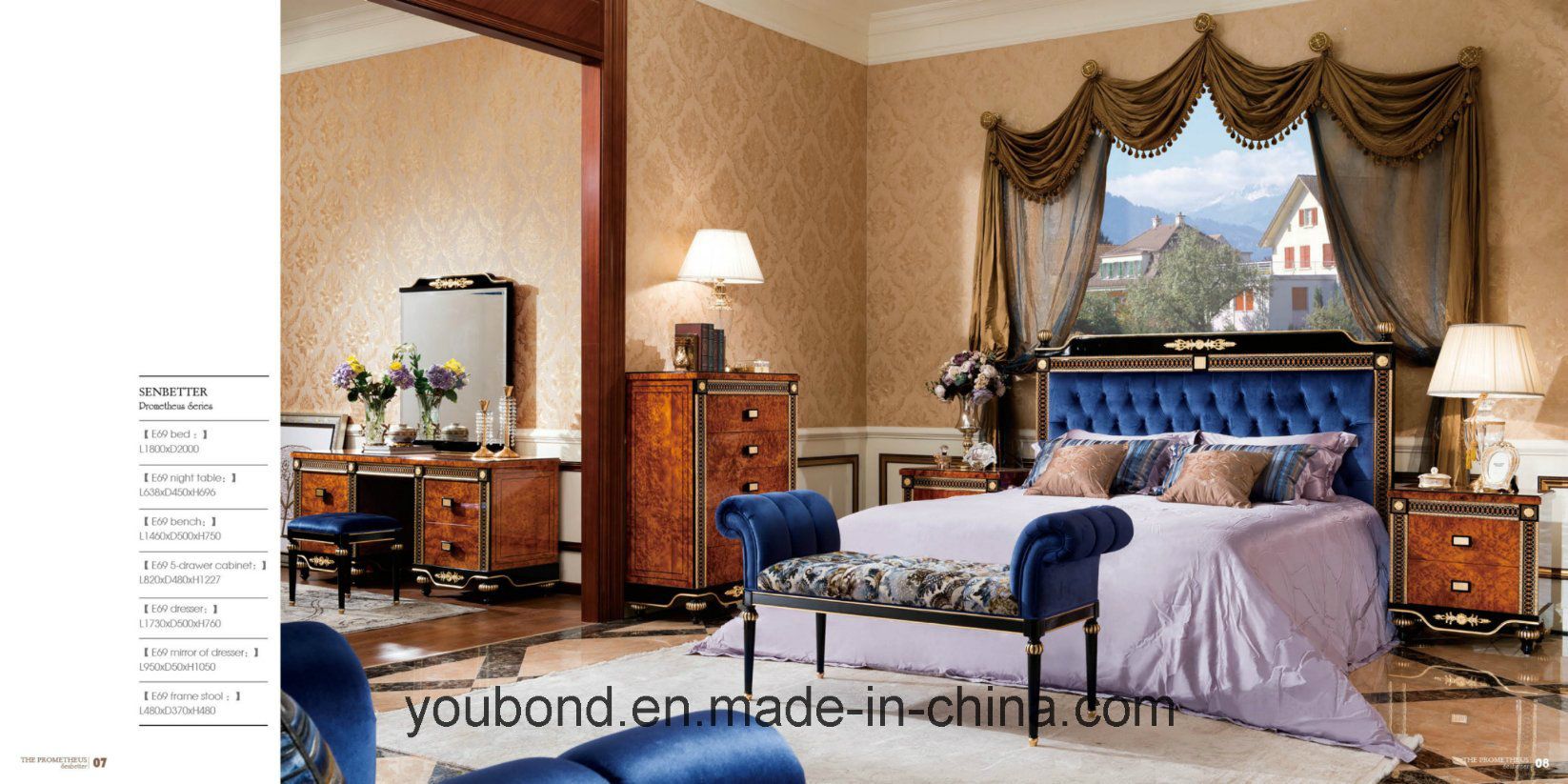 0069 High Gloss Painting Classical Royal Style Night Table