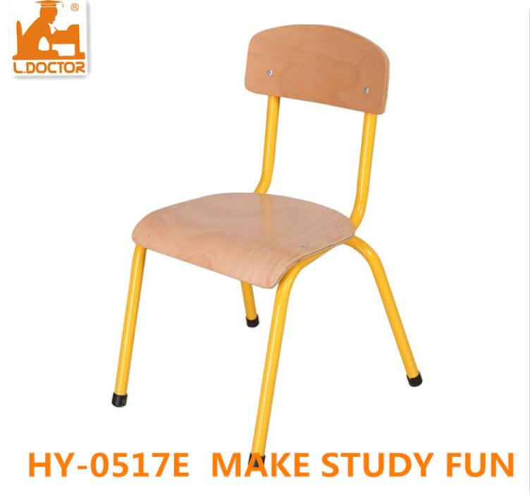 Metal Single School Student Chair with Wooden Seat/Back