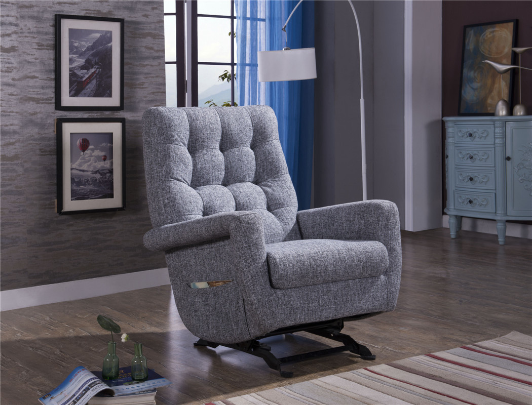 Grey Microfiber Oversized Glider Recliner Lazy Chair Reclining Rocking Gray Boy