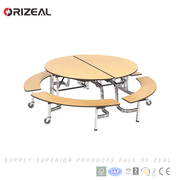 Orizeal School Used Mobile Dining Folding Table with Stainless Steel Dining Table Legs