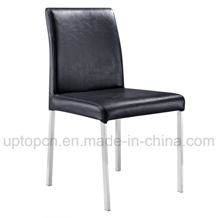 Commercial Black Leather Chair with Stainless Steel Legs (SP-LC242)