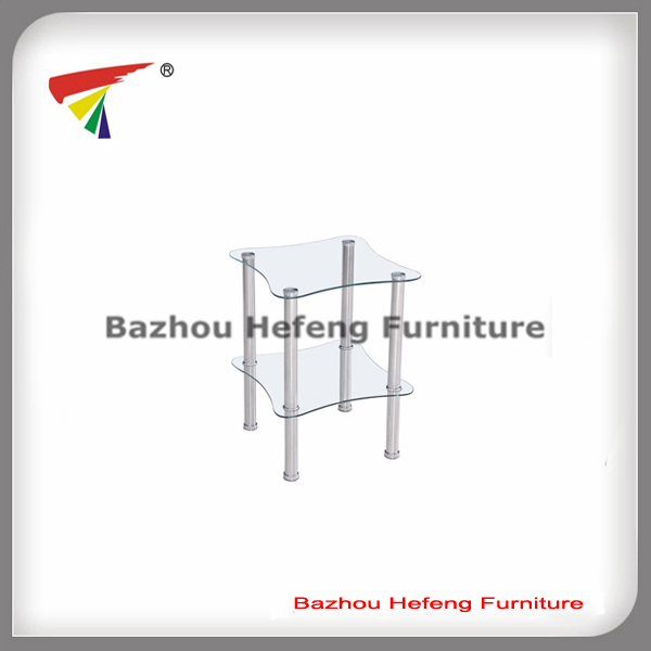 Modern 2-Tier Tempered Glass Corner Table (C017)