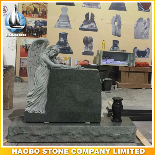 Angel Design Memorial in Green Granite 2016 New