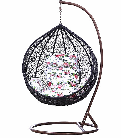 Popular Patio Garden Ratten Swing Chair with Textilene