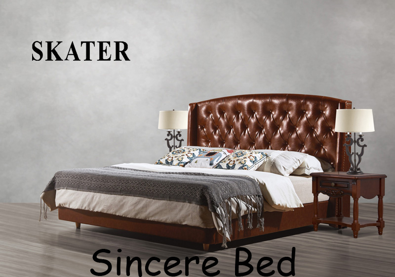B001 American Style Bedroom Leather Bed