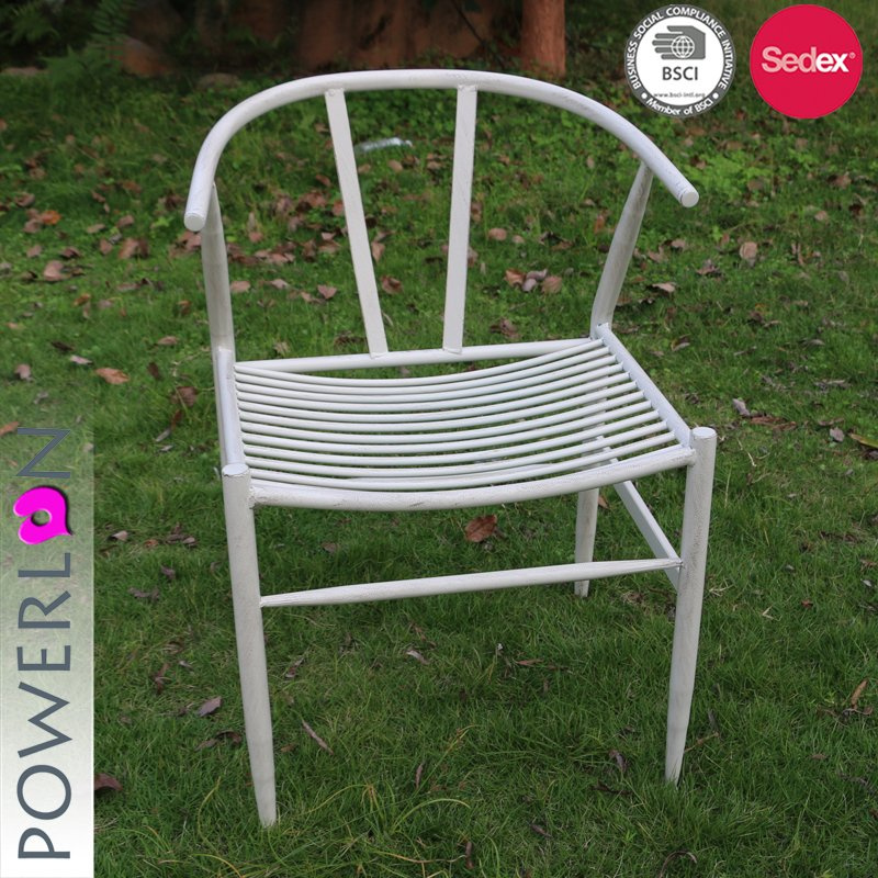 Wrought Iron Arm Chair Antique White Color
