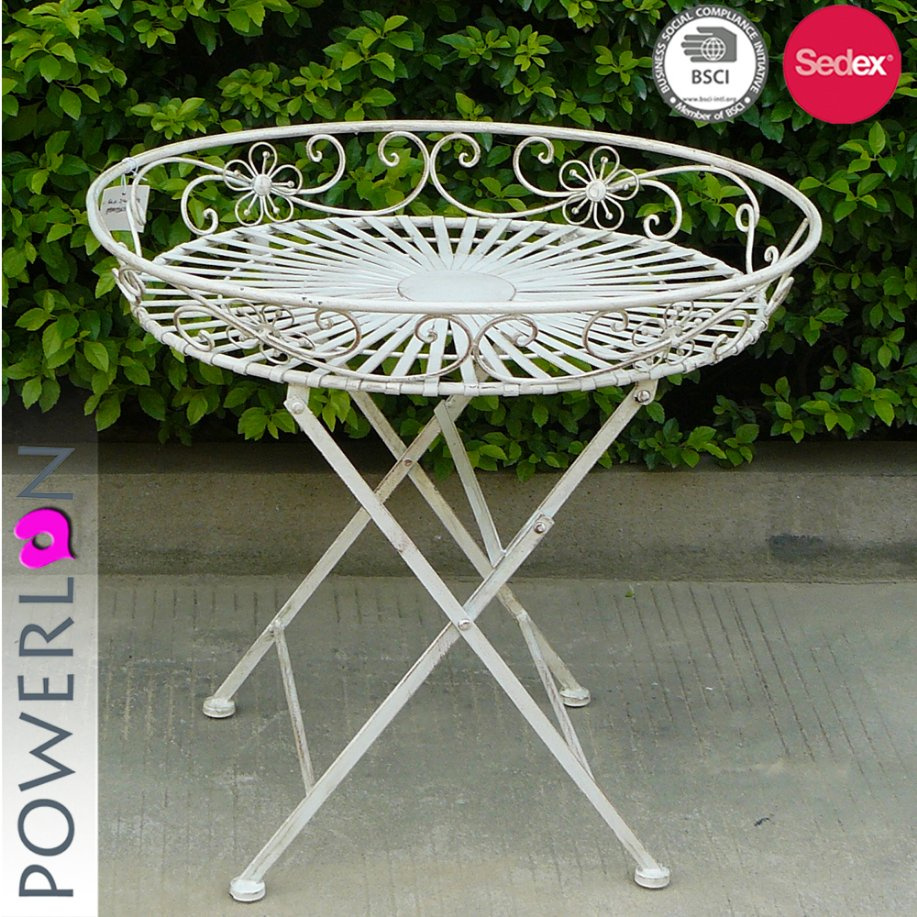 Vintage Waterproof Foldable Metal Round Tray Table