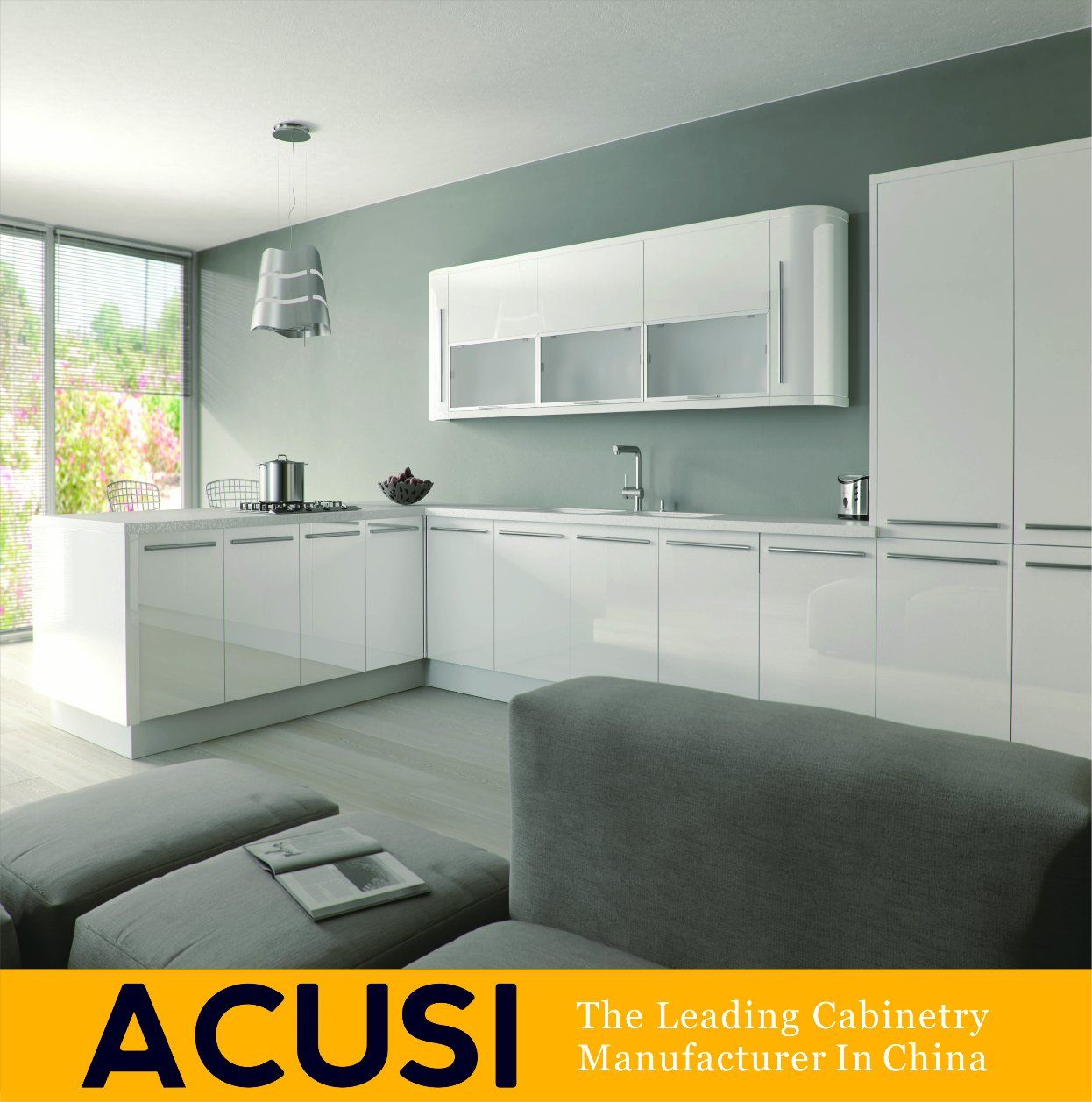 Wholesale Modern L Style Lacquer Kitchen Cabinets (ACS2-L87)