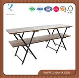 2 Tiered Retail Display Table with Wooden Table Top