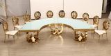 Foshan Gold Stainless Steel Round Moon Table Banquet Dining Chair for Wedding Event