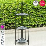 3-Tier Metal Garden Mosaic Corner Shelf