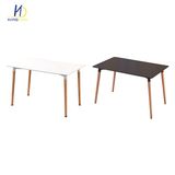 MDF Matt Gloss White Rectangular Dining Table with Beech Wood Legs