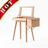 Wooden Furniture White Oak Wooden Make up Storage Dressing Vanity Table