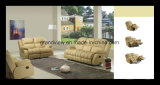 Contemporary 3-Piece Leather Transitional Sofal Set with Pull out Bed Beige