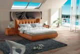 Bedroom Furniture Imported Top Layer Leather Bed (SBT-5810)