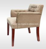 Home Furniture Comfortable Wood Arm Dining Chair with Fabric Uphystery