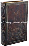 High End Antique Vintage Emboss PU Leather/MDF Wooden Storage Book Box