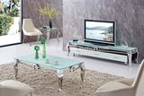 Modern Simple Glass Tea Table, Stainless Steel Glass Coffee Table