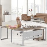 Ergonomic Affordable Wooden Top Metal Frame Durable Office Table for Office Furniture