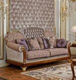 0038 Dark Color Solid Wood Classical Royal Fabric Sofa