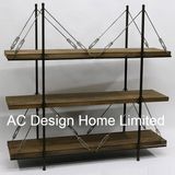 3 Tier Antique Vintage Decorative Wooden/Metal Living Room Shelf