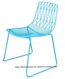 Modern Classic Metal Dining Stackable Bend Side Aqua Wire Chair