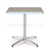 (SP-RT503) Modern Cross Stainless Steel Base Laminated Wood Restaurant Table