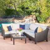 PE Rattan Furniture 6 Pieces Sofa Set with Cushion