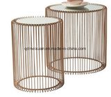 Toughened Glass Tea Table Rose Gold Round The Table Iron Wire Side Table (M-X3774)