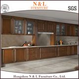 American Style Liner Design Solid Wood Kitchen Cabinet with Handles