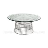 Round Tempered Glass Top Wire Platner Coffee Table (SP-GT407)