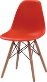 Eames Chair Eames Side Chair Red Seat Natural Wood Legs Eiffel for Dining Room Molded Plastic Seat Dowel Leg