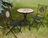 2015 Newest Very Nice Fashion Classical Vintage Wrought Irons Antirust Decorative Round Metal Antique Birstor Mosaic Table and Chair Set