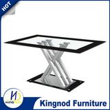 X Shape Chromed Dining Room Table Dining Set