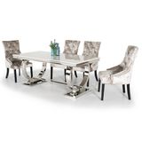 Home Dining Table Set/Glass Dining Table Stainless Steel Bases