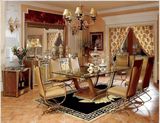 0016 Golden Color Classical Royal Style Dining Table and Chairs