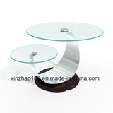 Free Sample Round Mirrored Modern Fancy Bent Glass Top Coffee Table