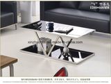 Industrial French Style Gold Metal Coffee Table with Black Glass