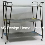 3 Tier Antique Vintage Decorative Galvanized/Metal Rack Step Shelf Trolley