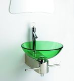 Green Color Tempered Glass Basin/Glass Sink/Glass Wash Basin