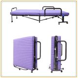 Folding New Brown Metal Guest Bed Frame with Mattress