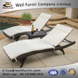 Well Furnir 2017 New Home Decor Wicker 3 Piece Chaise Lounge Set with Cushion T-077