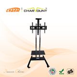 High Quality Polished Chrome Pole LED TV Trolley Heavy Duty Cart (CT-FTVS-T107)