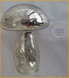 Antique Silver Mushroom Shaped Glass Crafts with LED Light